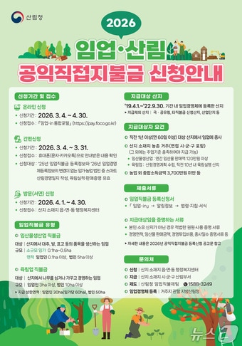 임업산림공익직접지불금 신청 안내 홍보물.(동부지방산림청 제공, 재판매 및 DB 금지) 2026.4.17/뉴스1