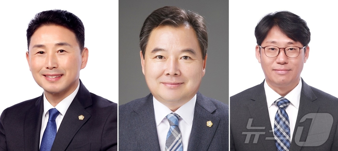 6·3지방선거 전남 함평군수 후보들. 왼쪽부터 이남오 더불어민주당 후보, 이윤행 조국혁신당 후보, 이행섭 무소속 후보.(가나다순) 2026.4.17 ⓒ 뉴스1