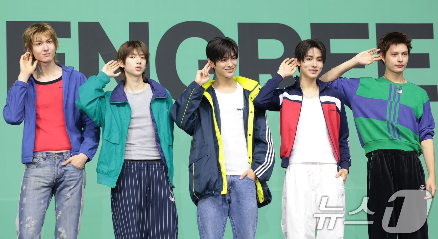 그룹 코르티스(CORTIS)의 마틴(왼쪽부터)과 주훈, 건호, 성현, 제임스  2026.4.20 ⓒ 뉴스1 권현진 기자