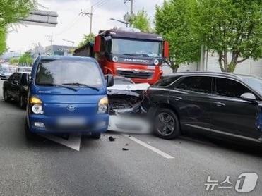 20일 부산 사상구 학장교차로 인근 교통사고 현장. (사상경찰서 제공. 재판매 및 DB 금지)