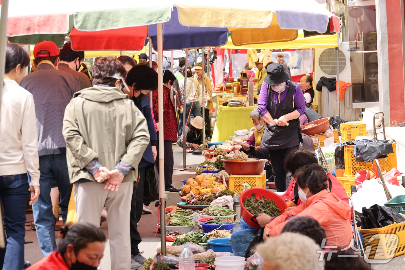 봄철을 맞아 방문객이 늘며 활기를 띄고 있는 강원 양양 오일장.(양양군 제공, 재판매 및 DB 금지) 2026.4.21/뉴스1