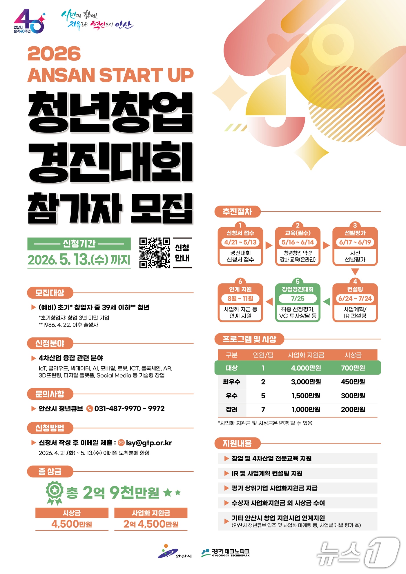 스타트업 청년창업 경진대회 홍보 포스터.(안산시 제공)