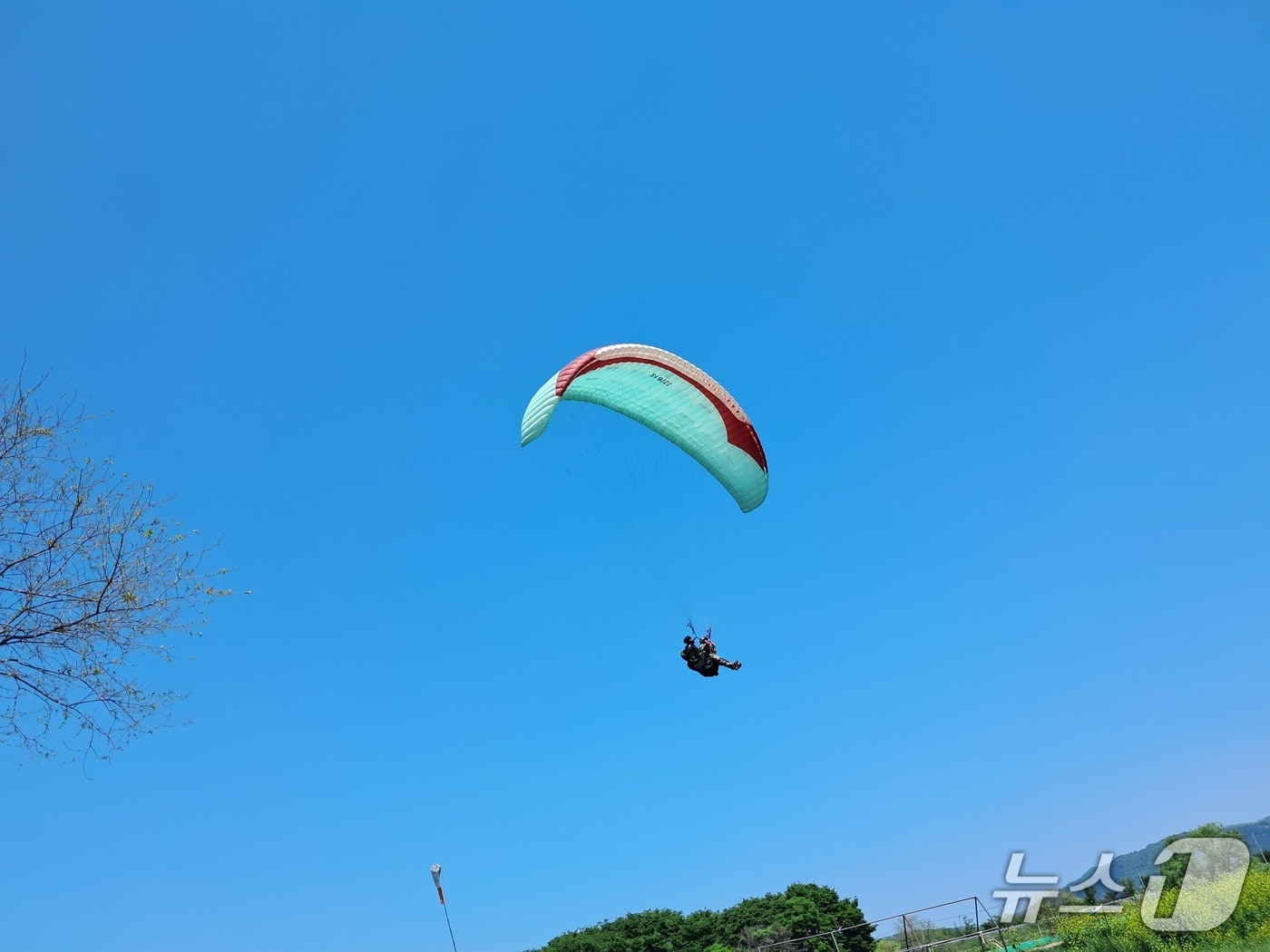 지난해 대구 서구의 남녀 소개팅 프로그램인 '취향의 발견' 참가자들이 패러글라이딩을 체험하고 있다.(대구 서구 제공. 재판매 및 DB금지)