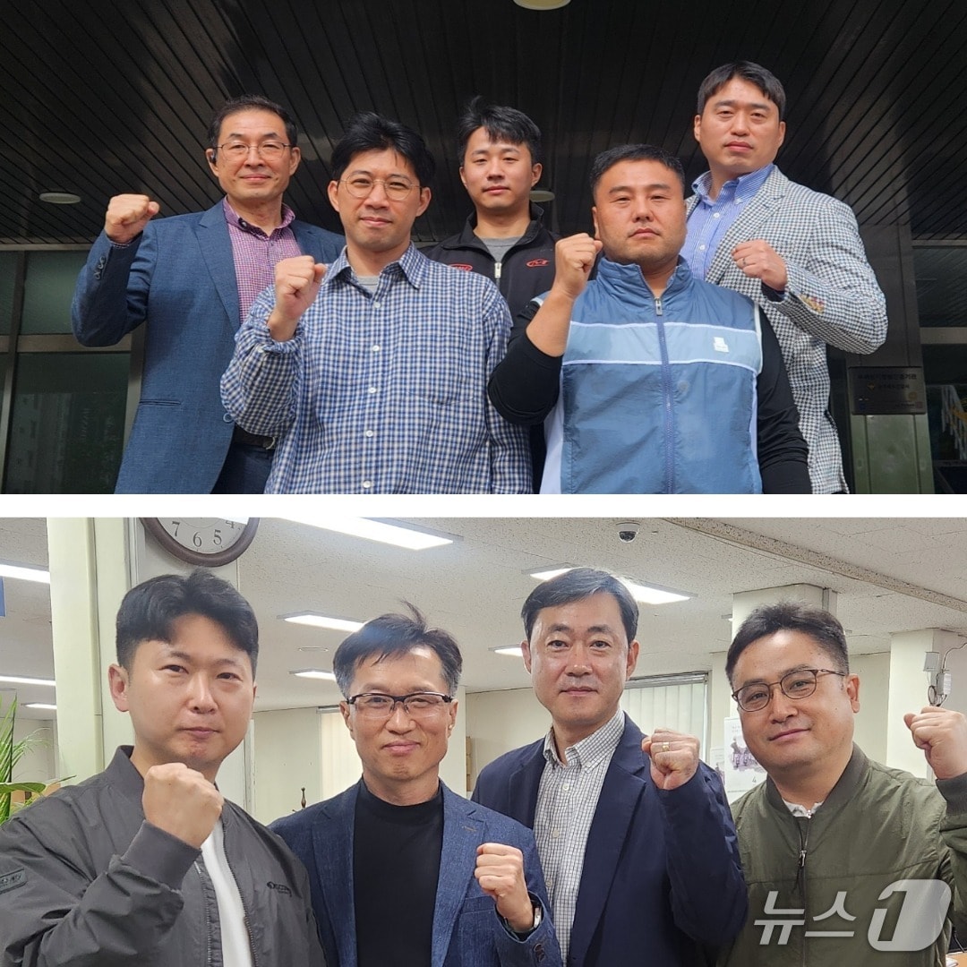 광주 북부경찰서 형사1팀(위)과 강력5팀(아래)이 광주청 1분기 빛고을 으뜸형사 부문에서 1위를 차지해 기념사진을 찍고 있다.(광주 북부경찰 제공. 재판매 및 DB 금지)