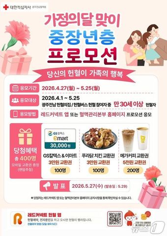 광주전남혈액원의 참여 유도 프로모션 포스터.(적십자사 제공. 재판매 및 DB 금지)