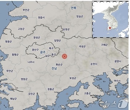5일 전남 화순에서 발생한 지진 발생지.(사진=기상청 제공) 2026.4.5