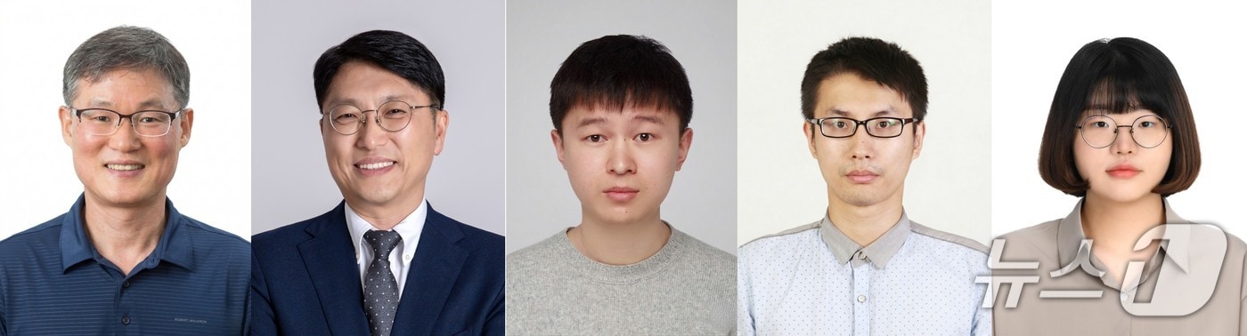 (좌측부터) 백종범 교수, 임한권 교수, 연훠 샤오 연구원(제1저자), 루난 관 연구원(공동 제1저자), 구지원 연구원(공동 제1저자)(UNIST 제공. 재판매 및 DB금지)/뉴스1