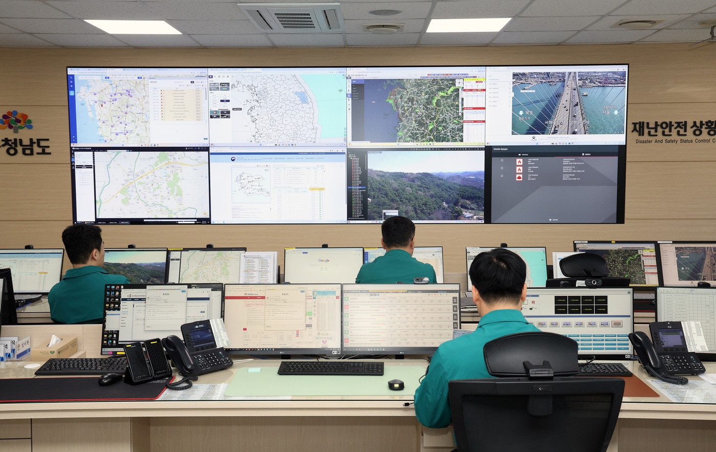 충남도 재난안전상황실에 구축한 '종합 모니터링 시스템'.(도 제공. 재판매 및 DB금지)/뉴스1
