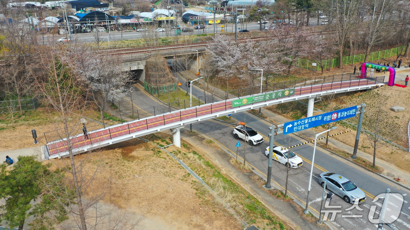 '동서 화합의 숲길' 테마의 보도교.(안산시 제공)