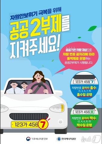 차량 2부제 관련 포스터.(홍천군 제공. 재판매 및 DB금지)/뉴스1