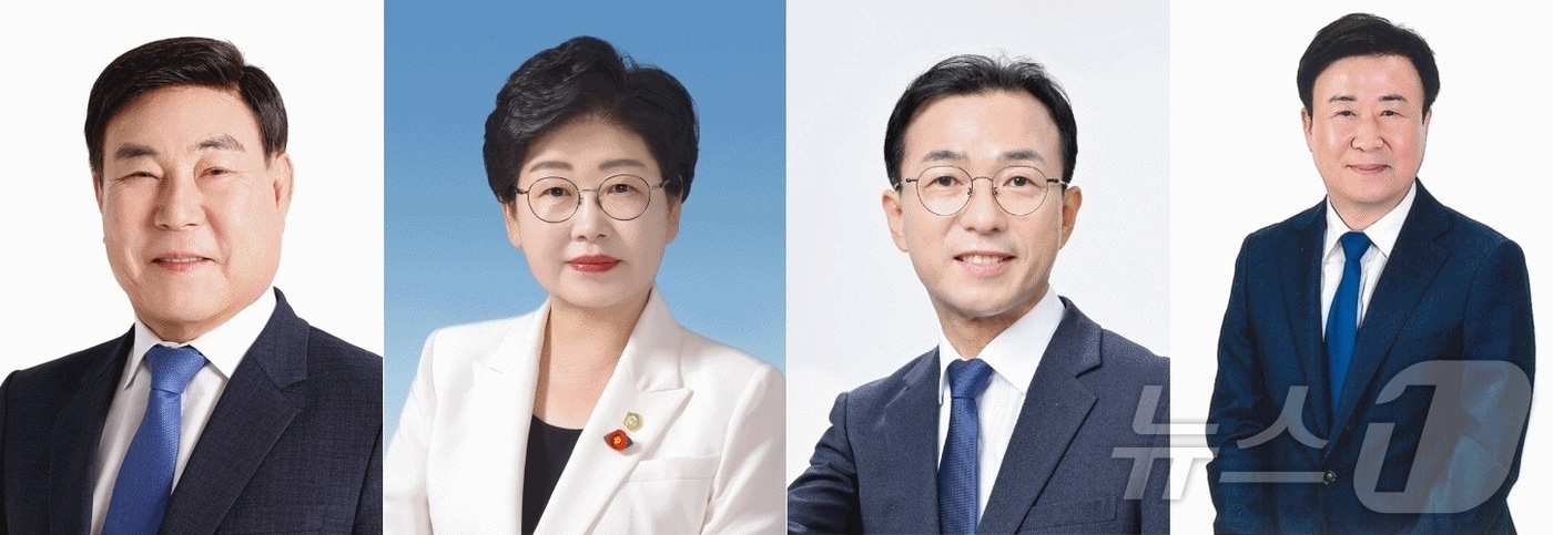 더불어민주당 여수시장 본경선 후보. 왼쪽부터 김영규, 백인숙, 서영학, 정기명 (가나다순) ⓒ 뉴스1 김성준 기자