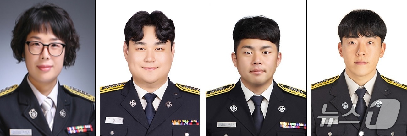 대신119센터 강양옥 소방위·오상완 소방장, 이도119센터 김경덕 소방장·진민용 소방사(제주소방본부 제공. 재판매 및 DB금지)/뉴스1