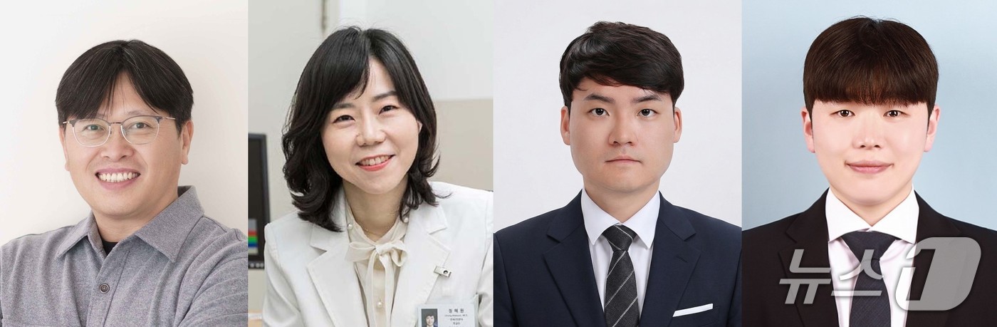 (좌측부터) 유자형 UNIST 교수, 정혜원 건국대학교(건국대학교 병원) 교수, 오준용 UNIST 박사, 채재병 건국대학교 박사(UNIST 제공. 재판매 및 DB금지)/뉴스1