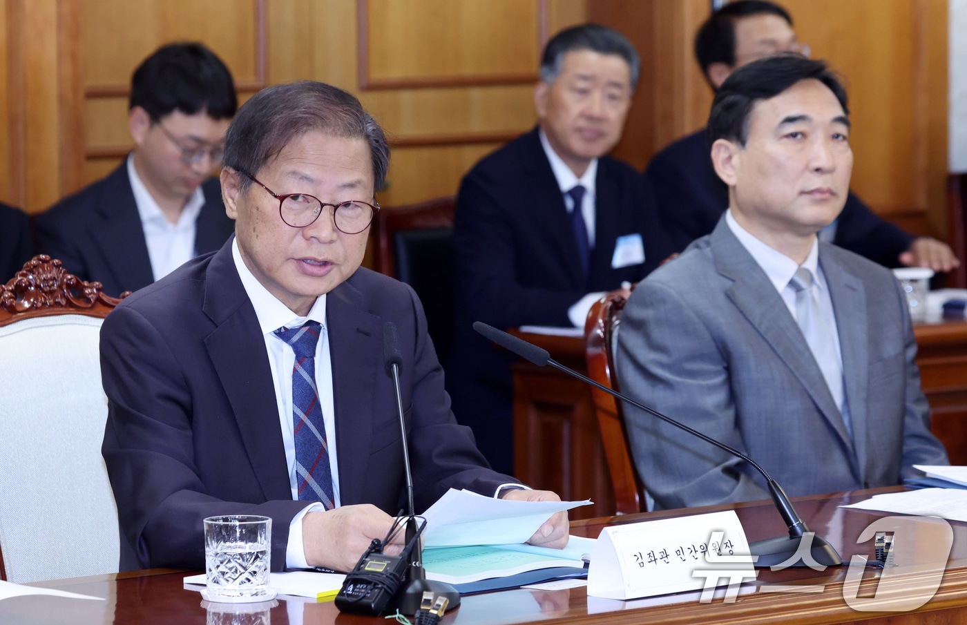 김좌관 국가물관리위원회 민간 위원장이 서울 종로구 세종대로 정부서울청사에서 열린 본회의에서 모두 발언을 하고 있다. 2026.5.15 ⓒ 뉴스1 김명섭 기자