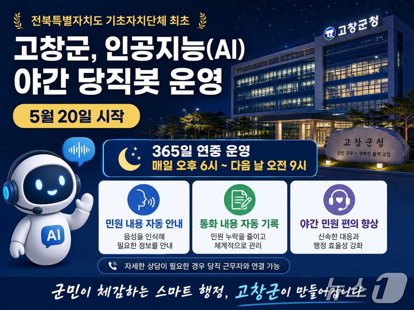 야간 당직봇 홍보 포스터.(고창군 제공. 재판매 및 DB금지)