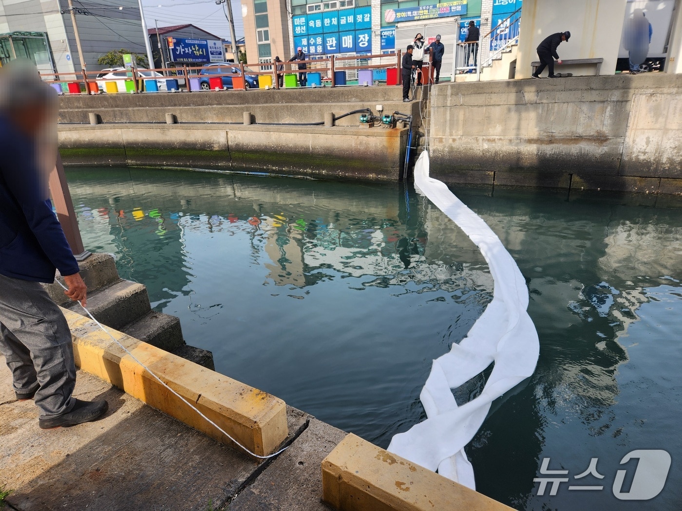 제주 도두항 방제작업 현장.(제주해양경찰서 제공, 재판매 및 DB 금지)