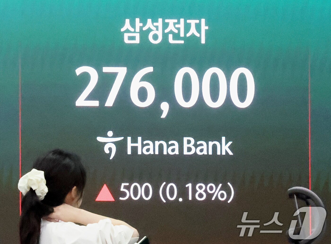 삼성전자 노사의 2차 사후조정 회의 결렬에 총파업을 하루 앞둔 20일 오후 서울 중구 하나은행 딜링룸 전광판에 삼성전자 종가가 표시되고 있다. 2026.5.20 ⓒ 뉴스1 조연우 인턴기자