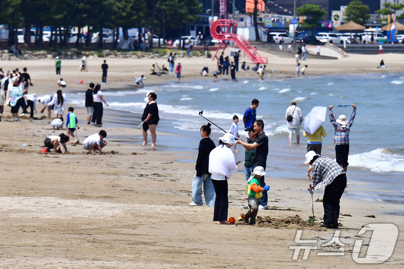 부처님오신날인 24일 경북 포항시 북구 영일대해수욕장 백사장에서 시민들과 관광객들이 휴일을 즐기고 있다. 2026.5.24 ⓒ 뉴스1 최창호 기자