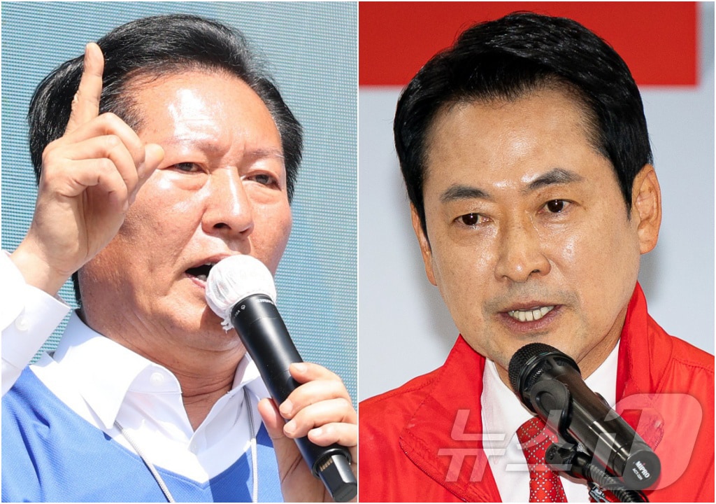 정청래 더불어민주당 대표(왼쪽)와 장동혁 국민의힘 대표. 2026.5.25 ⓒ 뉴스1 유경석 기자,유승관 기자