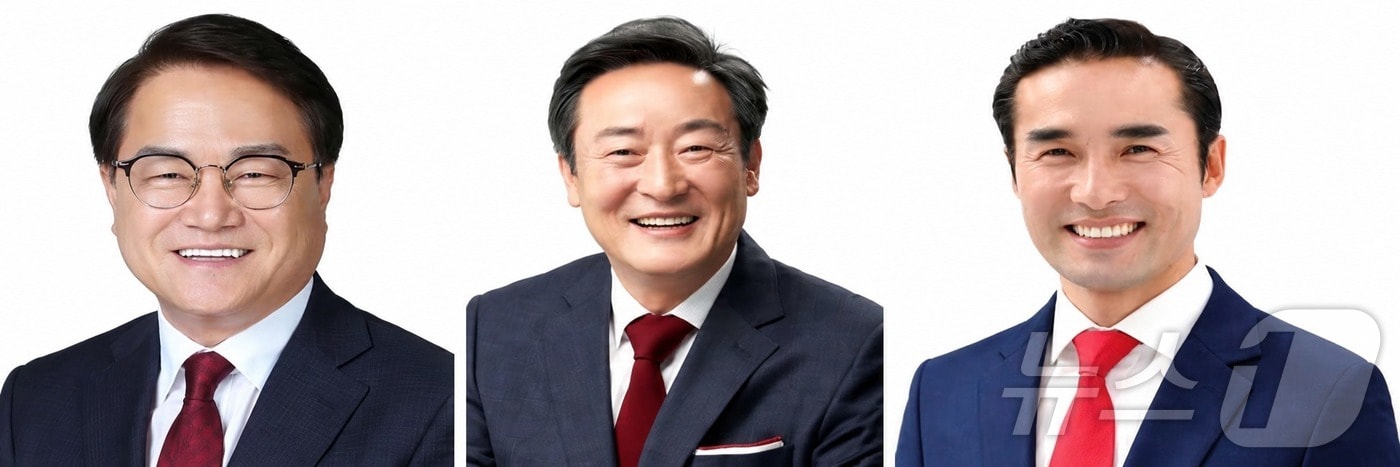 6·3 지방선거 청도군수 선거가 공직선거법 위반 의혹 수사와 무소속 후보들의 추격 속에 공약 경쟁으로 달아오르고 있다.왼족 부터 김하수,박권현,이승민 ⓒ 뉴스1 김대벽기자