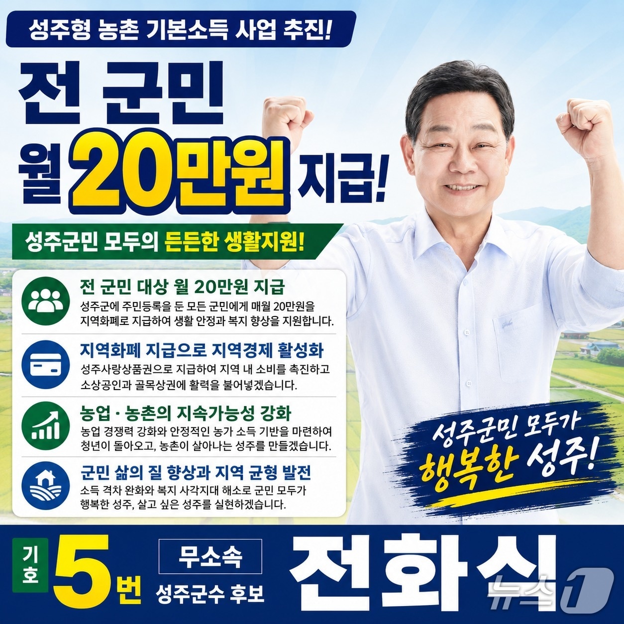 전화식 성주군수 후보 전 군민 20만원 지급 공약 카드 뉴스/뉴스1