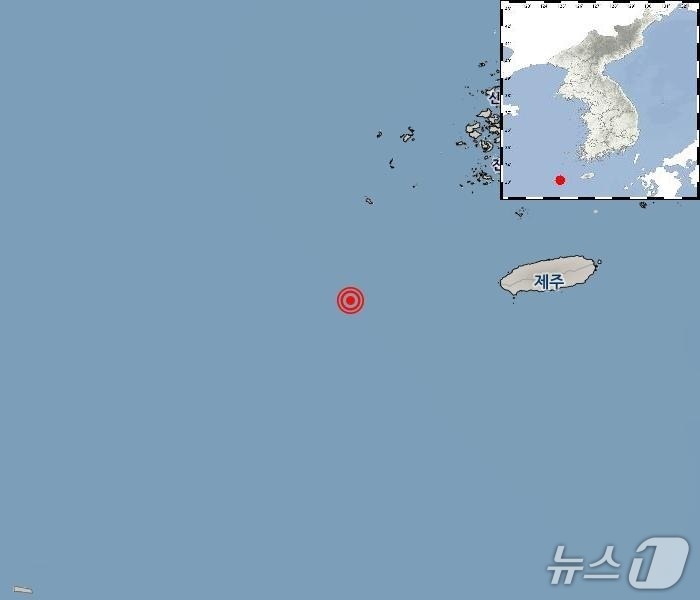 30일 오전 8시 20분 제주 서귀포시 이어도 북쪽 116㎞ 해역에서 발생한 지진 위치.(기상청 제공, 재판매 및 DB 금지)