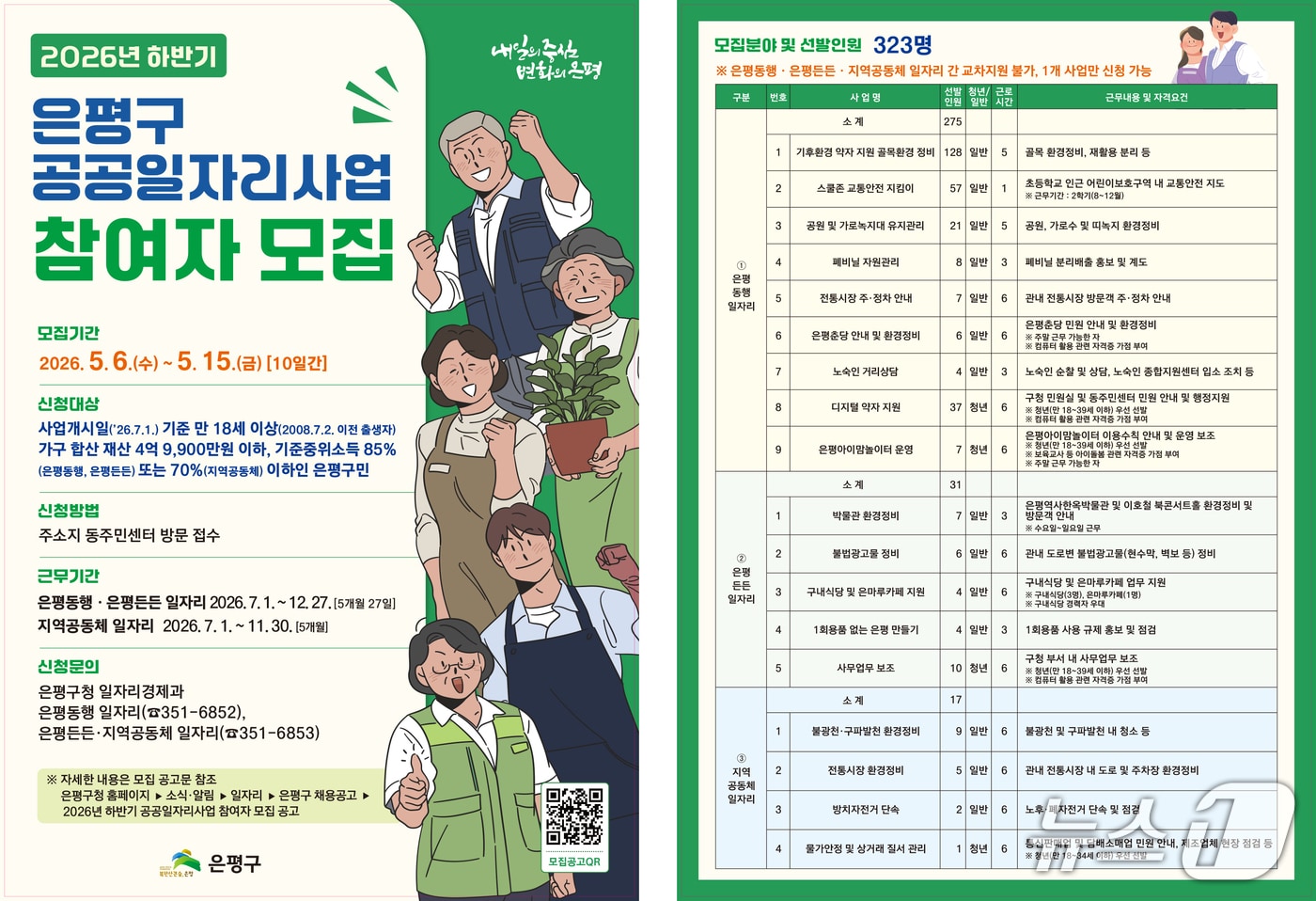 취약계층 자립 돕는 공공일자리 323명 모집.(은평구 제공)