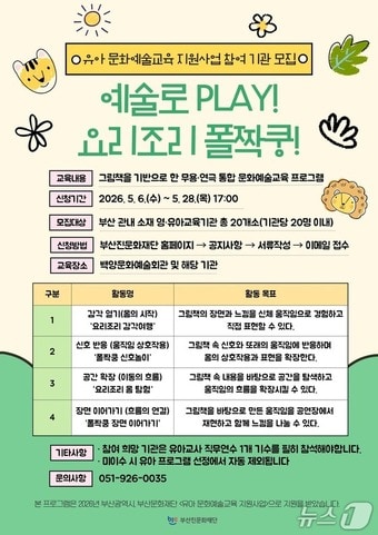 '2026 유아 문화예술교육 지원사업' 참여기관 모집 포스터.(부산진구 제공. 재판매 및 DB금지)