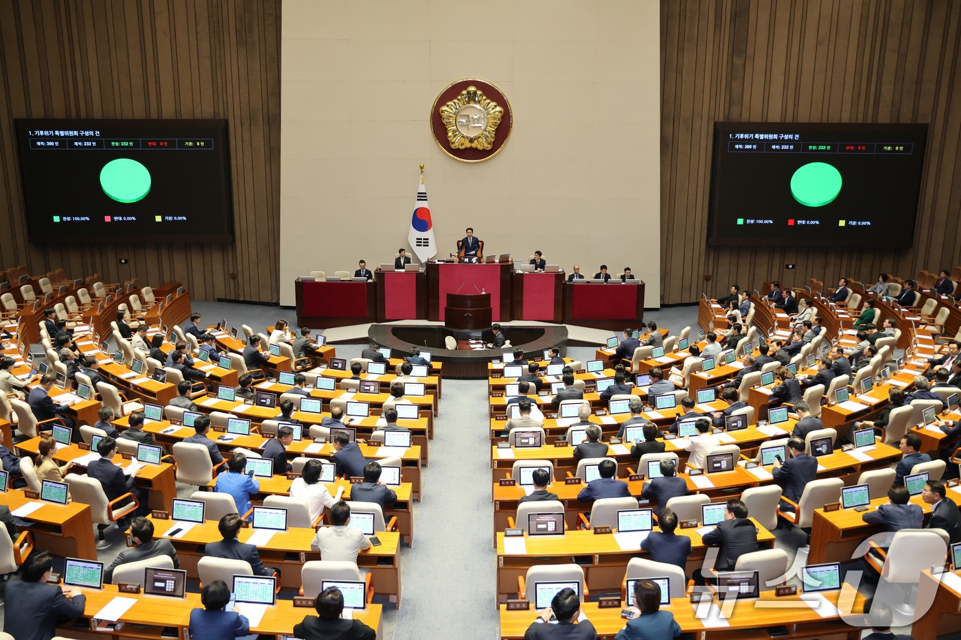 11일 서울 여의도 국회 제436회국회(임시회) 제2차 본회의에서 기후위기 특별위원회 구성의 건이 가결되고 있다. 2026.6.11 ⓒ 뉴스1 신웅수 기자