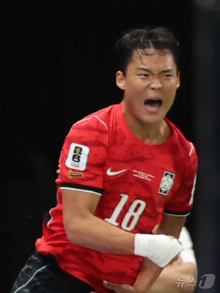 대한민국 축구국가대표팀 오현규가 11일(현지시간) 멕시코 할리스코주 사포판 과달라하라 스타디움에서 열린 2026 북중미 월드컵 A조 조별리그 1차전 대한민국과 체코의 경기에서 역전골을 넣은 후 기뻐하고 있다. 2026.6.12 ⓒ 뉴스1 박지혜 기자