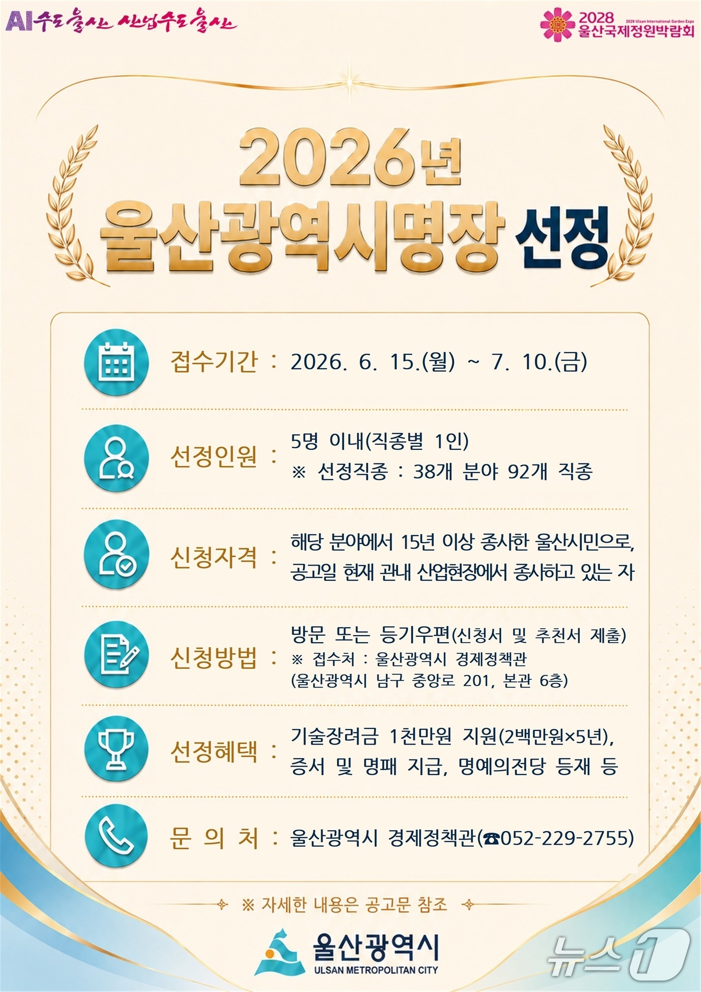 울산광역시명장 선정 홍보 웹 포스터. (울산시 제공. 재판매 및 DB 금지) /뉴스1