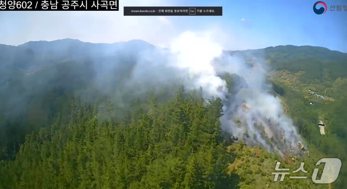 공주 사곡면 산불 현장. (산림청 제공, 재판매 및 DB금지) / 뉴스1