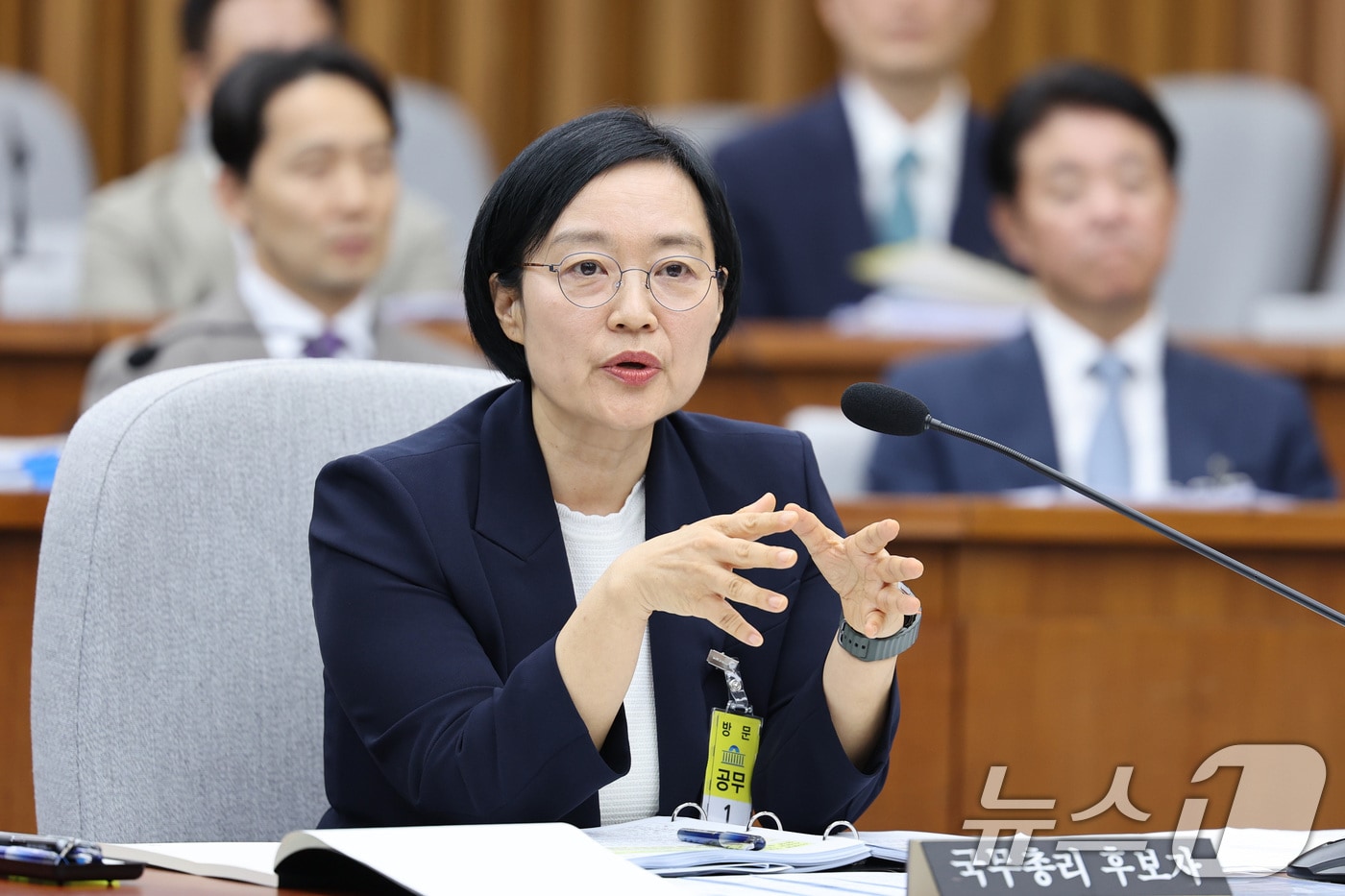 한성숙 국무총리 후보자가 25일 서울 여의도에서 열린 인사청문회에서 의원 질의에 답변하고 있다. 2026.6.25 ⓒ 뉴스1 신웅수 기자