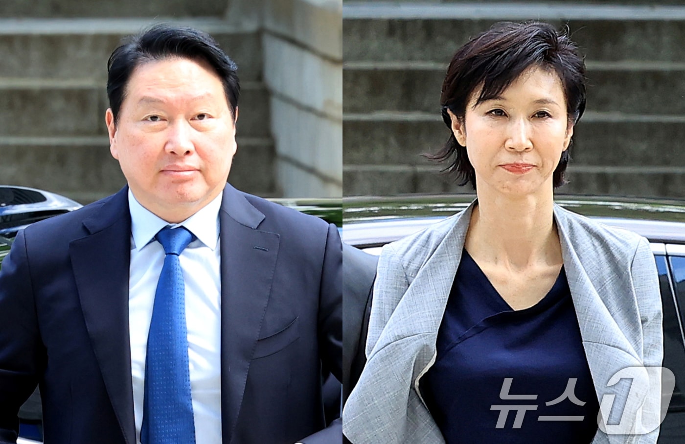 최태원 SK그룹 회장(왼쪽)과 노소영 아트센터 나비 관장. 2026.6.26 ⓒ 뉴스1 이호윤 기자