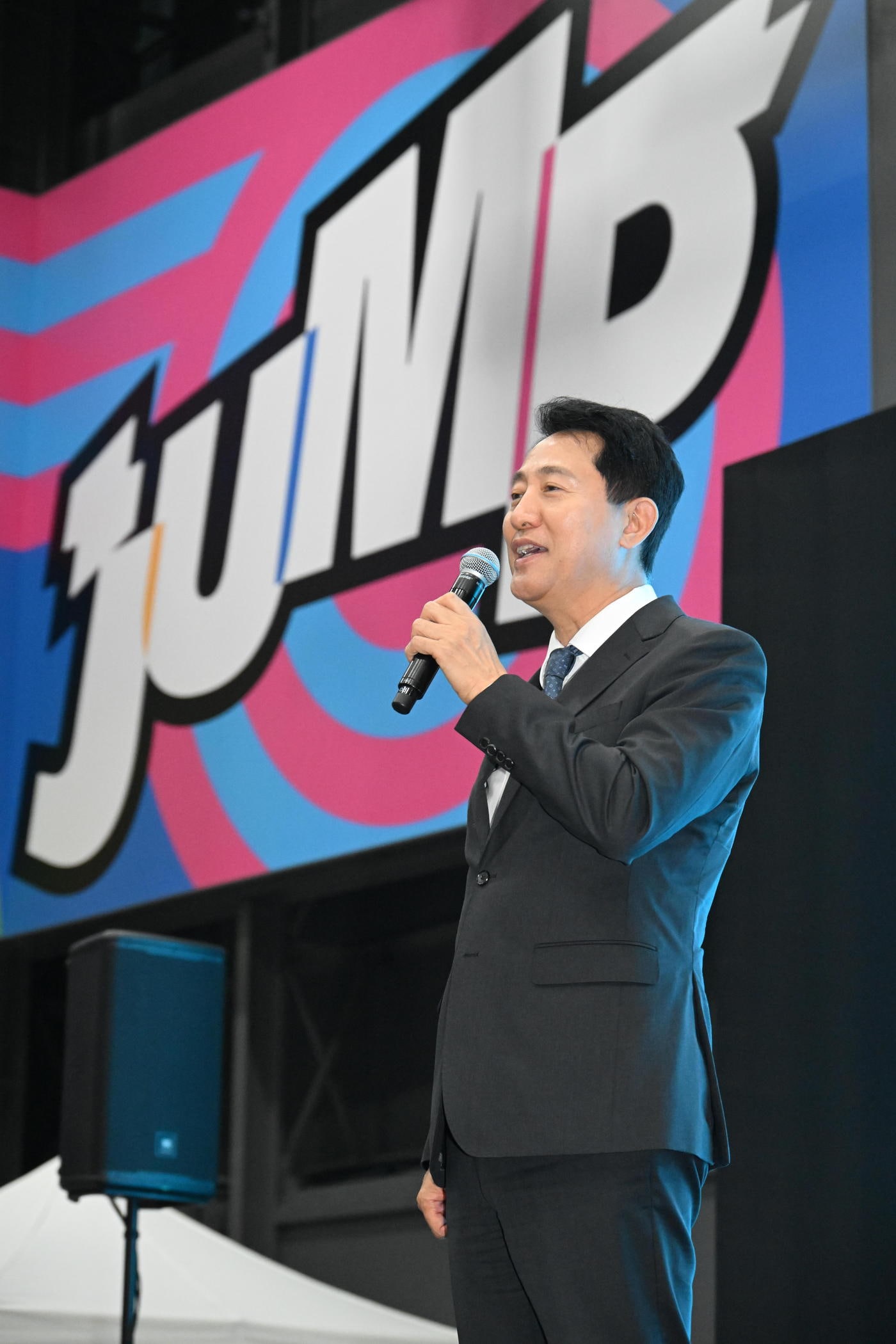 오세훈 서울시장이 27일 노원구립 어드벤처 테마파크 '점프' 개관식에서 축사하고 있다.