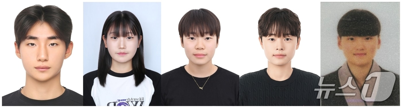 국가대표 상비군에 발탁된 중원대학교 필드하키부 선수들. 왼쪽부터 최정희, 손나라, 안해인, 안해민, 엄지은.(중원대 제공. 재판매 및 DB금지)/뉴스1
