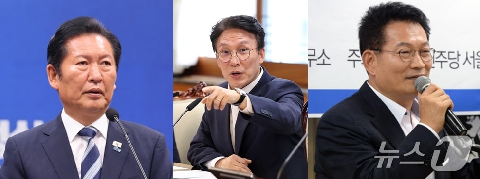 더불어민주당 8·17 전당대회에 나설 것으로 보이는 정청래 대표, 김민석 전 국무총리, 송영길 전 대표. ⓒ 뉴스1 DB