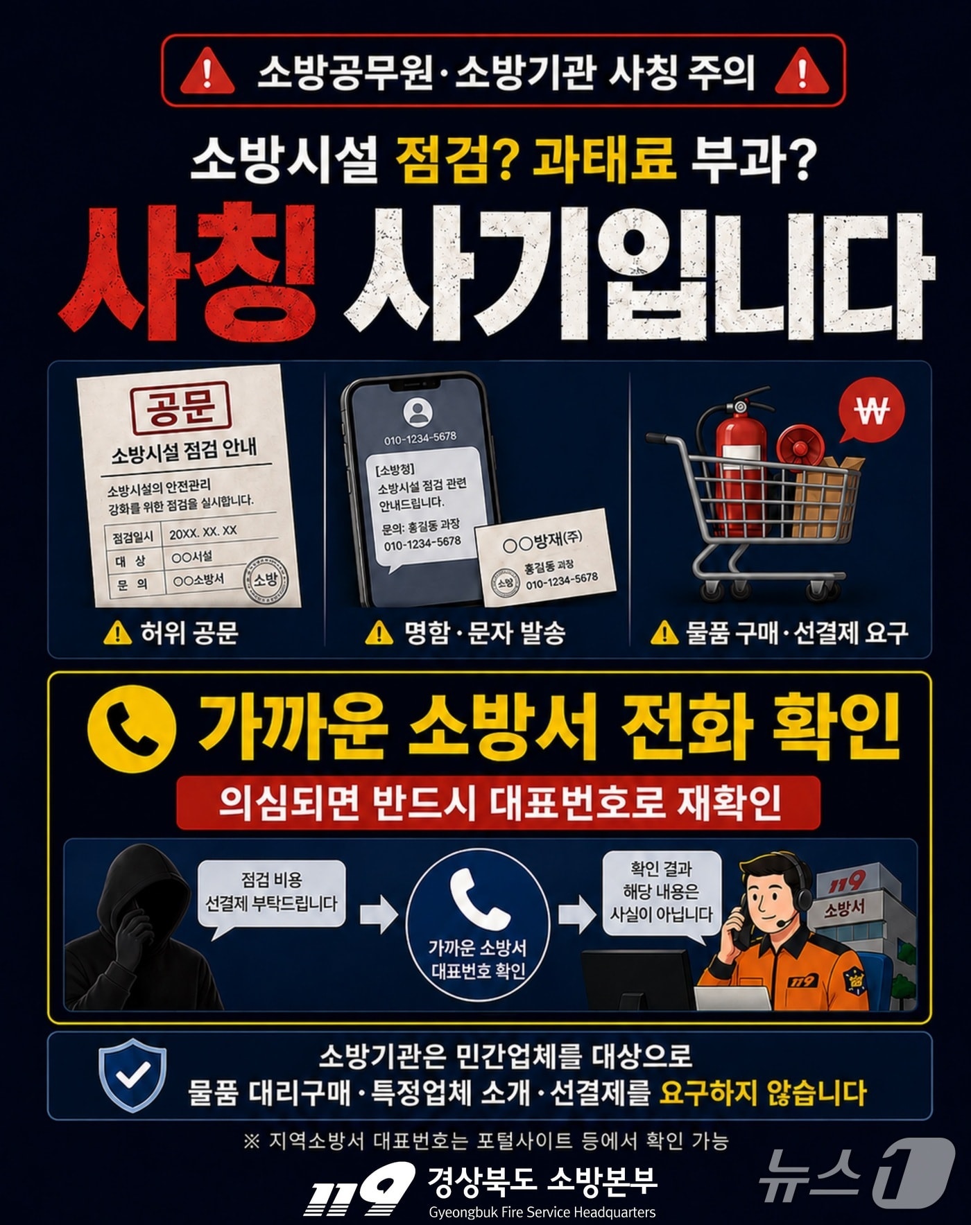 사칭 사기 주의 홍보 포스터(경북소방본부 제공. 재판매 및 DB금지)