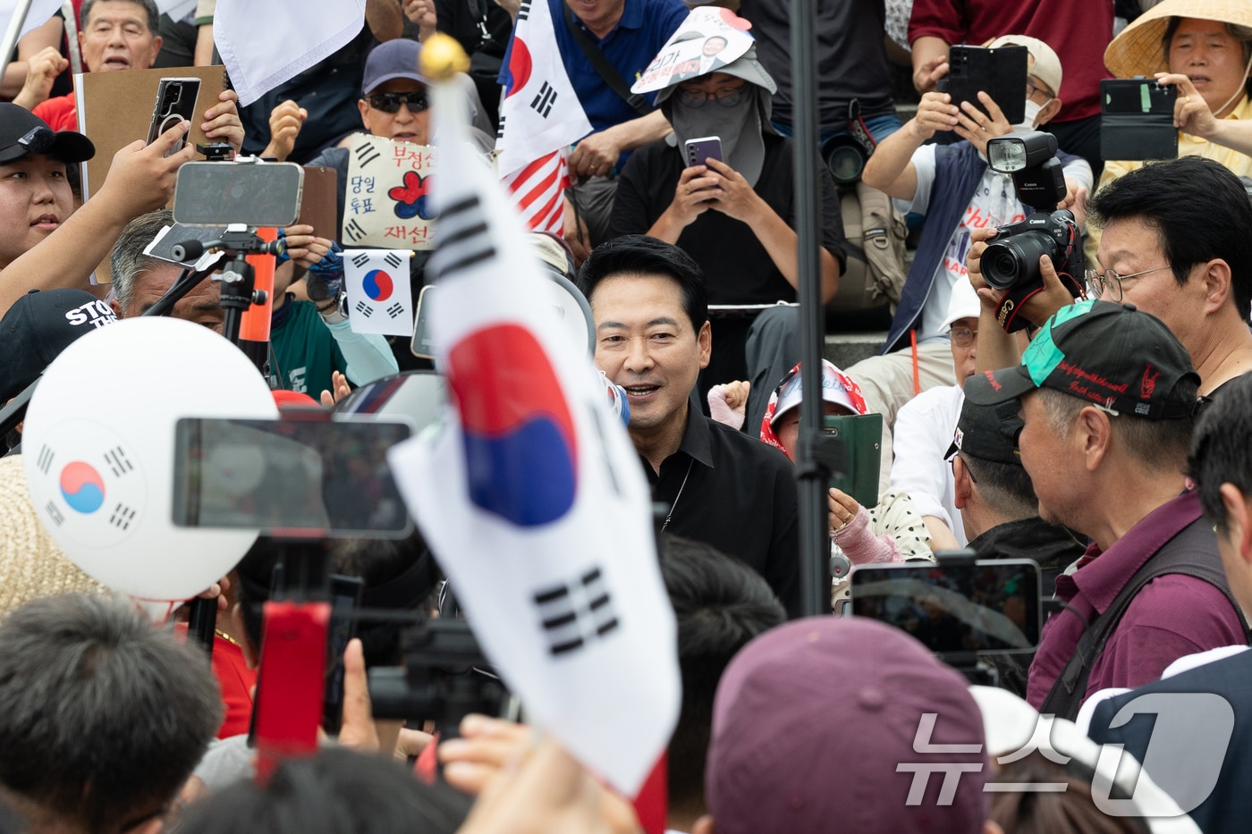 장동혁 국민의힘 대표, 광복절 올림픽공원 집회 참석