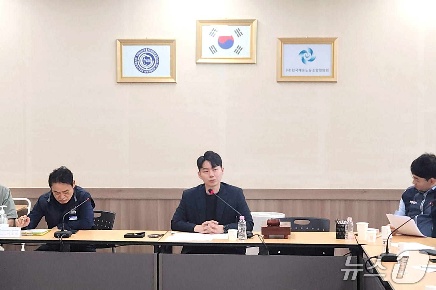 김수헌 해운노조협의회 신임 의장이 당선소감을 밝히는 모습 (선원노련 제공. 재판매 및 DB금지)