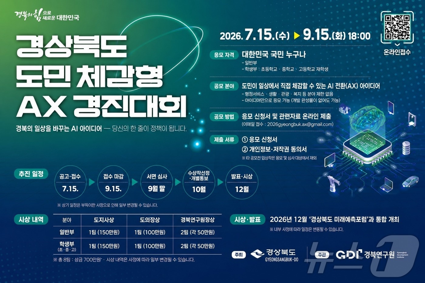 경북도는 20일 인공지능(AI)으로 주민 불편을 해소하고 행정서비스를 개선하기 위한 ‘2026 경상북도 주민체감형 인공지능 전환 경진대회’를 개최한다. /뉴스1