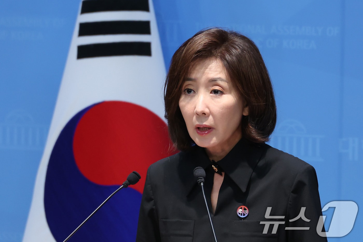 나경원 국민의힘 의원이 지난 7월 23일 서울 여의도 국회 소통관에서 오세훈 서울시장의 유죄 선고 관련 기자회견을 하고 있는 모습. 2026.7.23 ⓒ 뉴스1 신웅수 기자