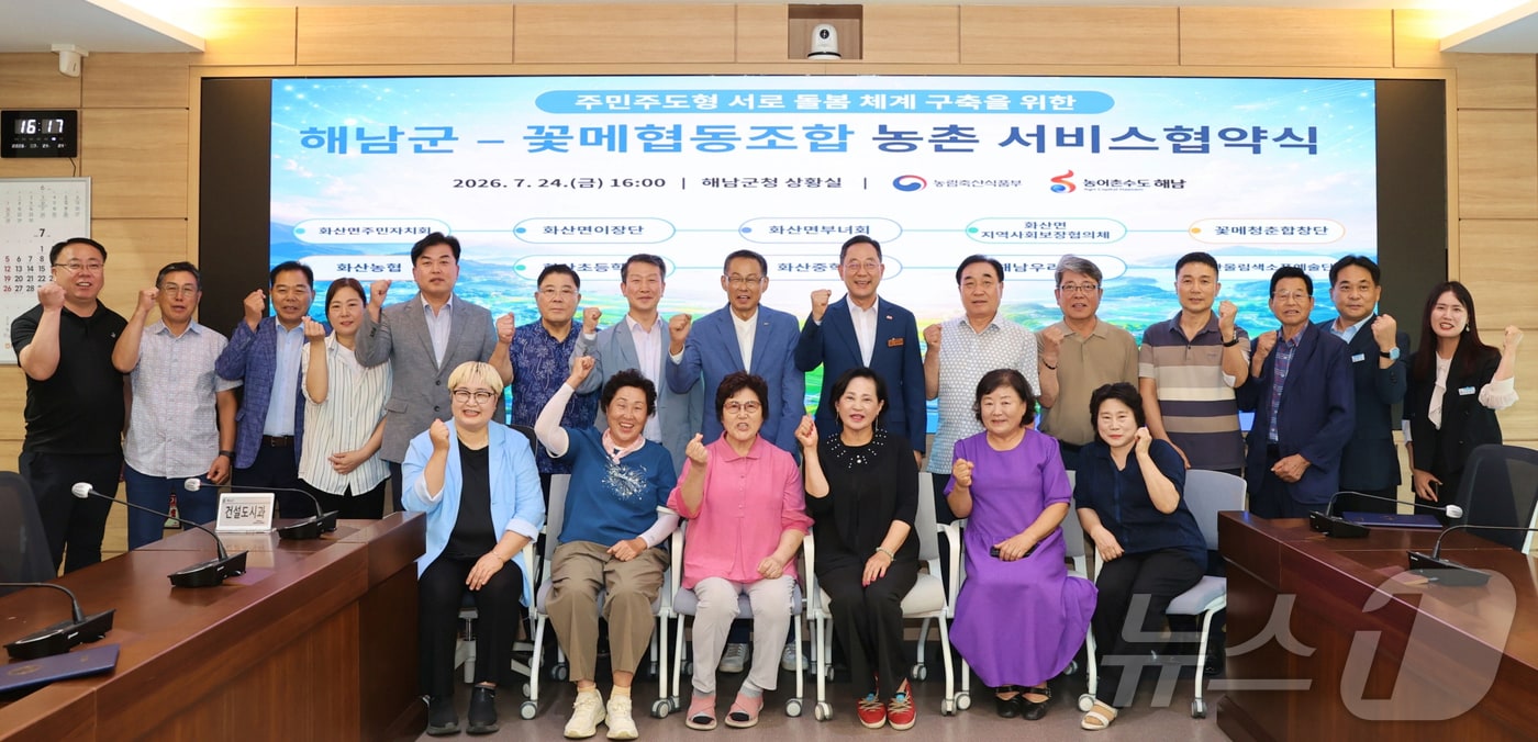 해남군-꽃메 협동조합 농촌서비스 업무협약 (해남군 제공. 재판매 및 DB금지) ⓒ 뉴스1