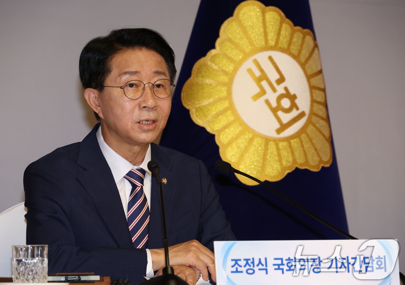 조정식 국회의장이 28일 서울 여의도 국회 사랑재에서 취임 후 첫 기자간담회를 하고 있다. 2026.7.28 ⓒ 뉴스1 국회사진기자단
