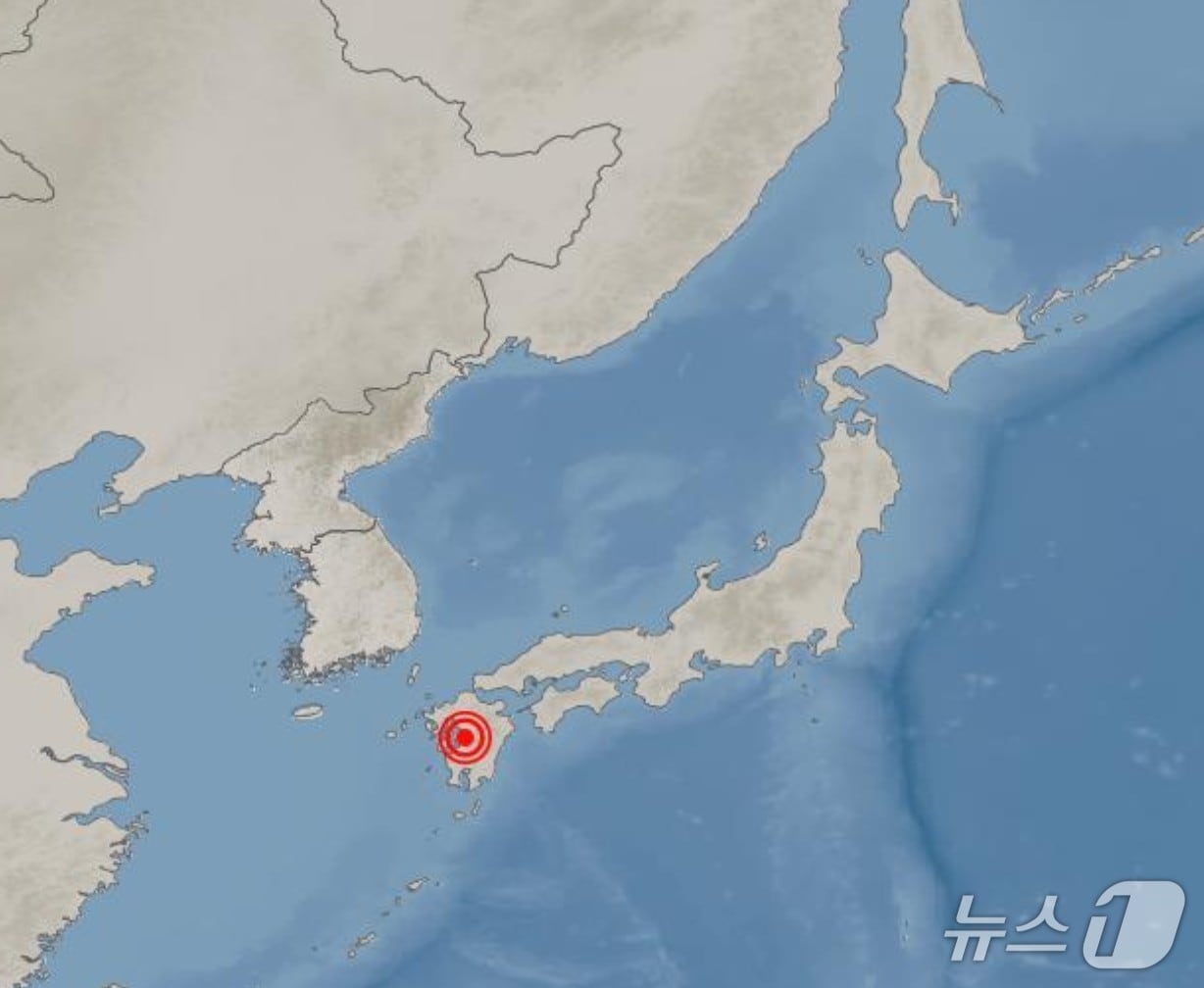 28일 오후 4시 27분께 일본 구마모토현 구마모토시 남쪽 23㎞ 지역에서 규모 7.1 지진이 발생했다.(기상청 제공. 재판매 및 DB 금지)