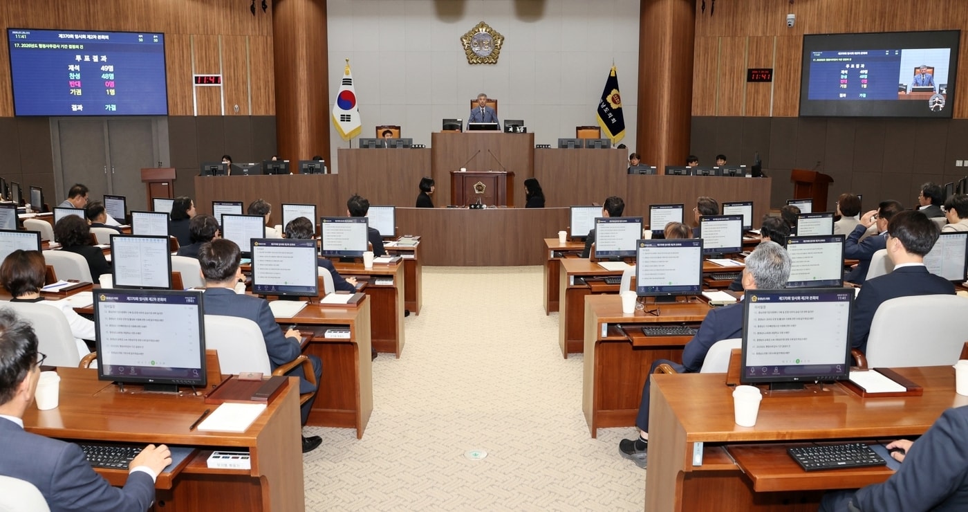 충남도의회 370회 임시회 2차 본회의 모습.(도의회 제공. 재판매 및 DB금지)/뉴스1