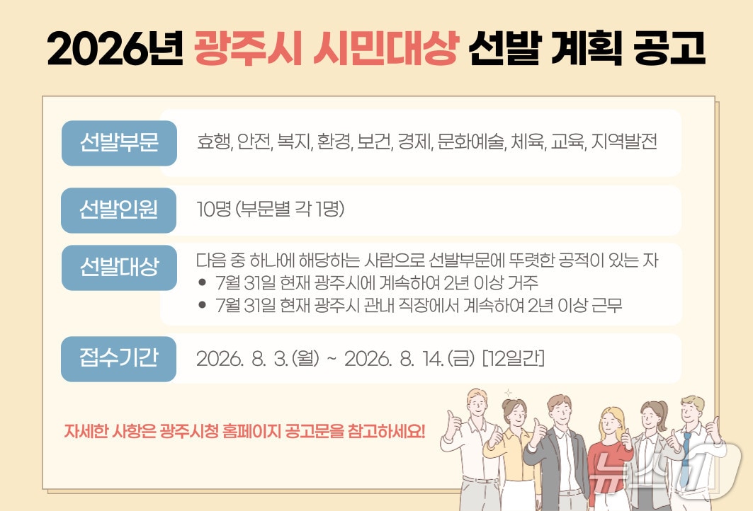 '2026년 광주시 시민대상 후보자' 선발계획 공고.(광주시 제공)