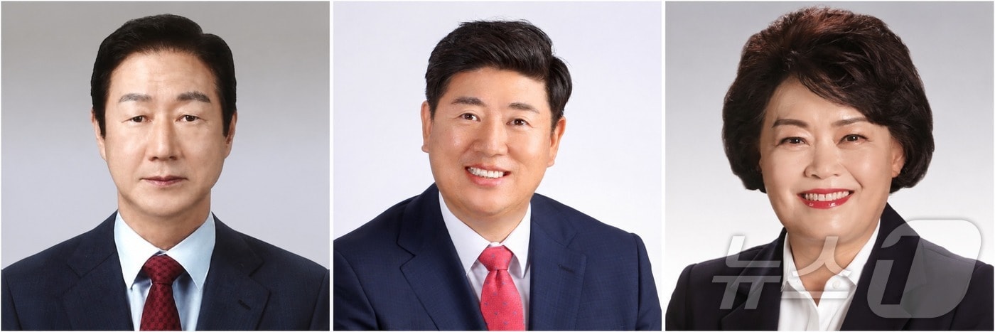10대 대구시의회가 전반기 2년을 이끌 의장단을 6일 선출했다. 왼쪽부터 임인환 의장, 김재용·이태손 부의장. 2026.7.6 ⓒ 뉴스1 김대벽기자