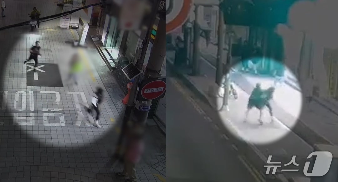 지난달 23일 오후 8시 10분쯤 부산 남구 대연동 한 도로에서 배달 오토바이 운전자 A 씨가 신호위반으로 경찰의 검문을 받다 도주해 경찰이 추격했다. 두 차례 도주 끝에 A 씨는 시민에게 붙잡혀 검거됐다. (부산 남부경찰서 제공. 재판매 및 DB금지)