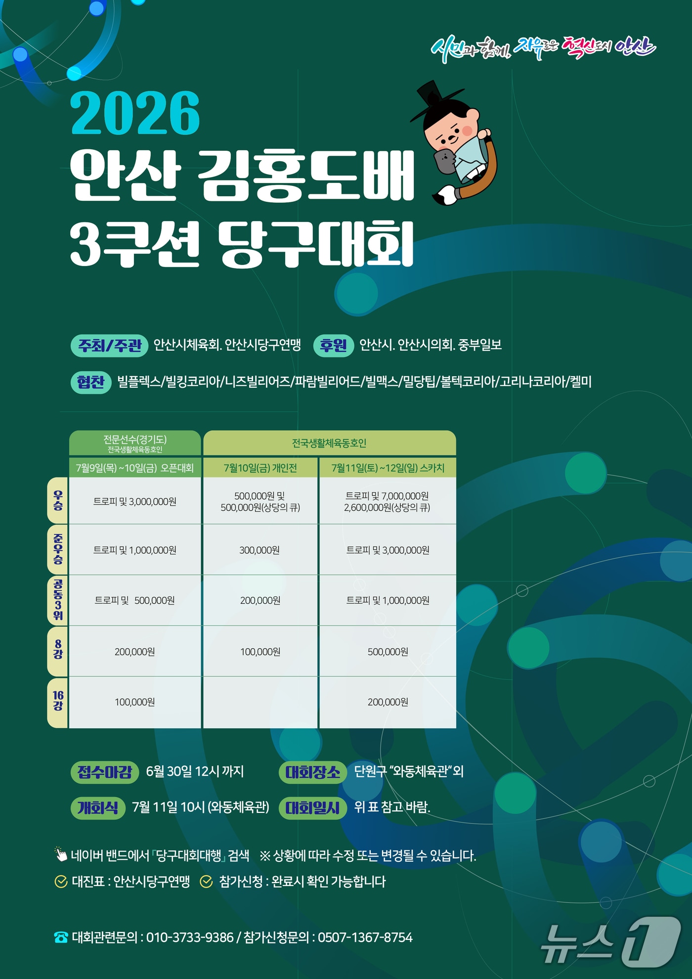 김홍도배 전국 3쿠션 당구대회.(안산시 제공)